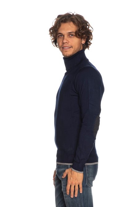 Maglione Uomo con toppe sui gomiti Blu chiaro YES ZEE- Francavilla Moda